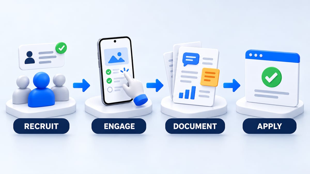 Google Play production access workflow covering recruitment engagement documentation and application
